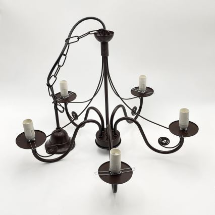 Brilagi - LED luster na lancu COTTAGE 5xE14/40W/230V braon