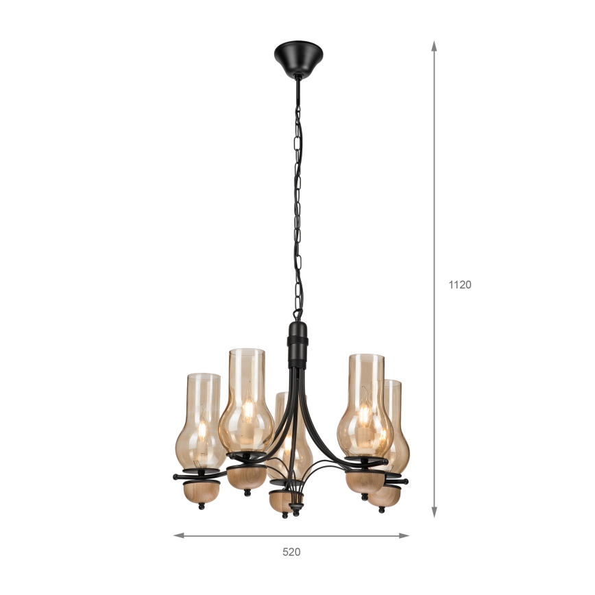 Brilagi - LED luster na lancu COTTAGE 5xE14/40W/230V bukva/smeđa