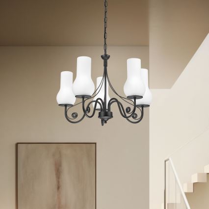 Brilagi - LED luster na lancu COTTAGE 5xE14/40W/230V crna/bela