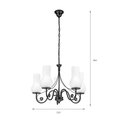 Brilagi - LED luster na lancu COTTAGE 5xE14/40W/230V crna/bela