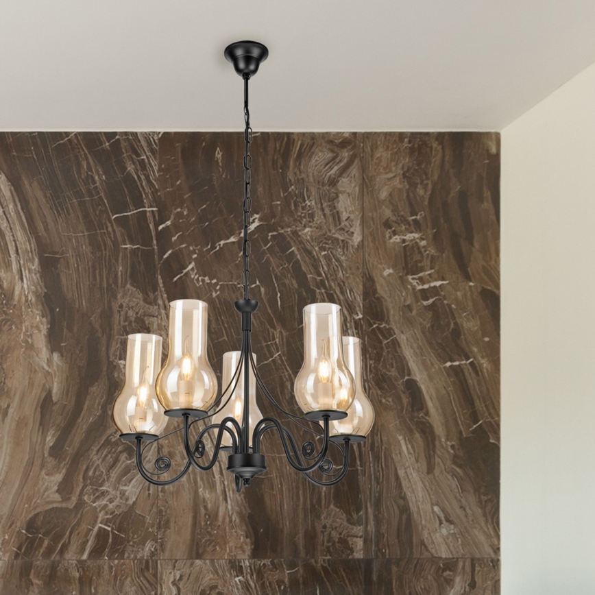 Brilagi - LED luster na lancu COTTAGE 5xE14/40W/230V crna/smeđa