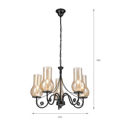 Brilagi - LED luster na lancu COTTAGE 5xE14/40W/230V crna/smeđa