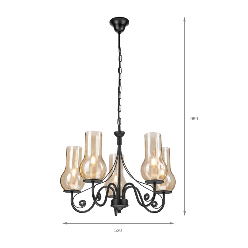 Brilagi - LED luster na lancu COTTAGE 5xE14/40W/230V crna/smeđa