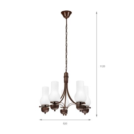 Brilagi - LED luster na lancu COTTAGE 5xE14/40W/230V hrast/bela