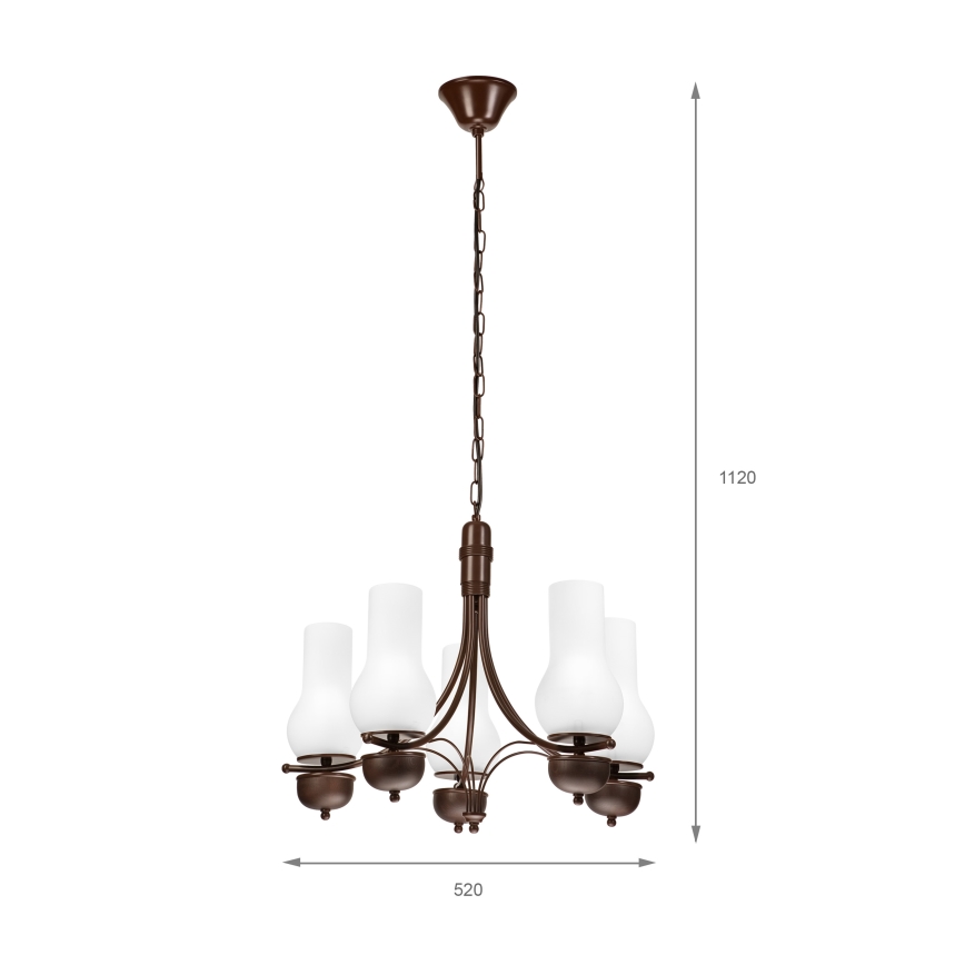 Brilagi - LED luster na lancu COTTAGE 5xE14/40W/230V hrast/bela