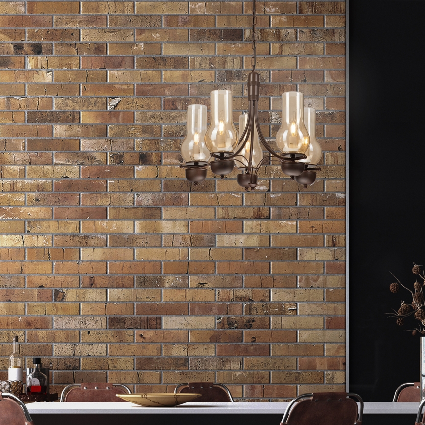 Brilagi - LED luster na lancu COTTAGE 5xE14/40W/230V hrast/smeđa