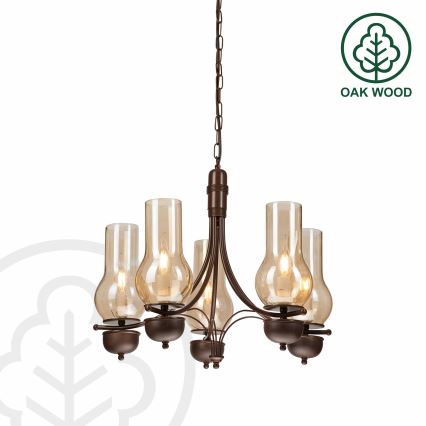 Brilagi - LED luster na lancu COTTAGE 5xE14/40W/230V hrast/smeđa