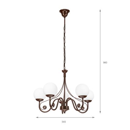 Brilagi - LED luster na lancu COTTAGE 5xG9/40W/230V braon/bela