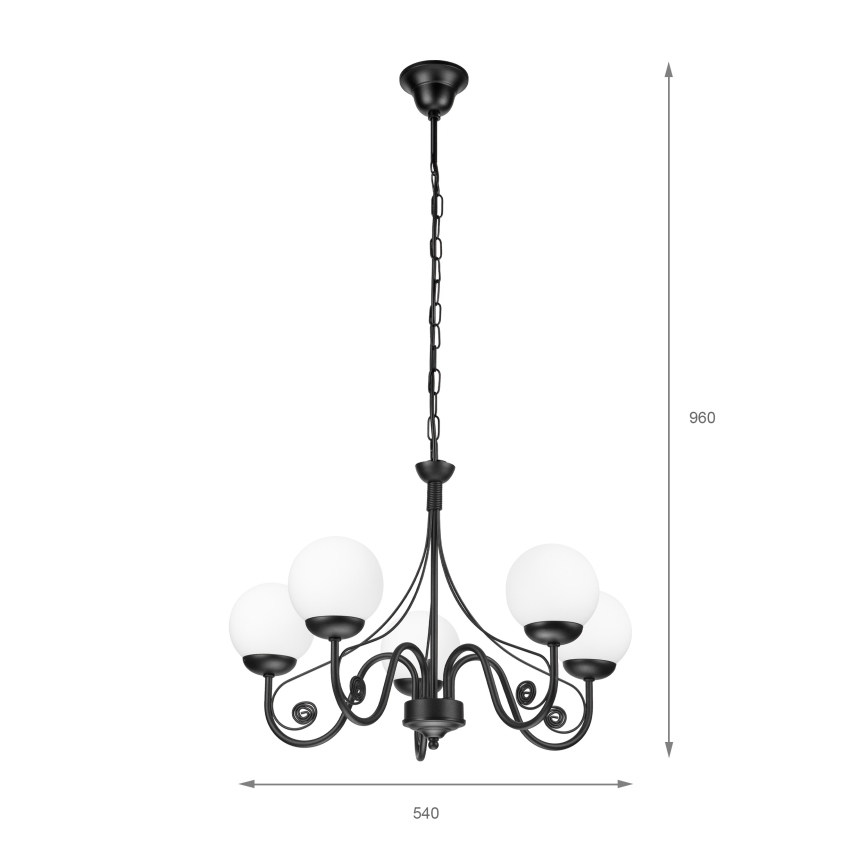 Brilagi - LED luster na lancu COTTAGE 5xG9/40W/230V crna/bela