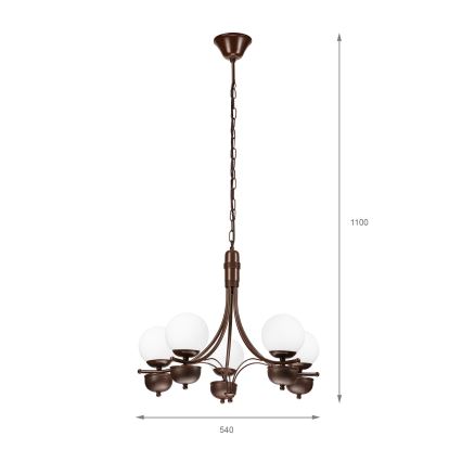 Brilagi - LED luster na lancu COTTAGE 5xG9/40W/230V hrast/bela