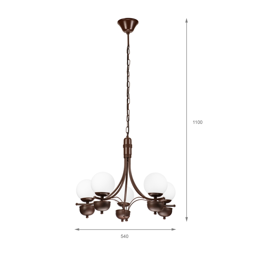 Brilagi - LED luster na lancu COTTAGE 5xG9/40W/230V hrast/bela