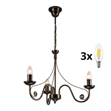 Brilagi - LED luster na lancu STEFANO 3xE14/40W/230V crna patina