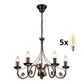 Brilagi - LED luster na lancu STEFANO 5xE14/40W/230V crna patina