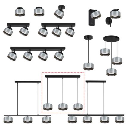 Brilagi - LED Luster na lanku AURA LUX 3xGX53/30W/230V crna/dimljena