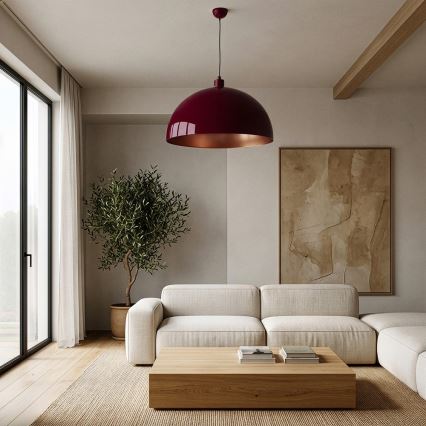 BRILAGI - LED luster na lanku METALO 1xE27/40W/230V prečnik 60 cm bordo/bakarna