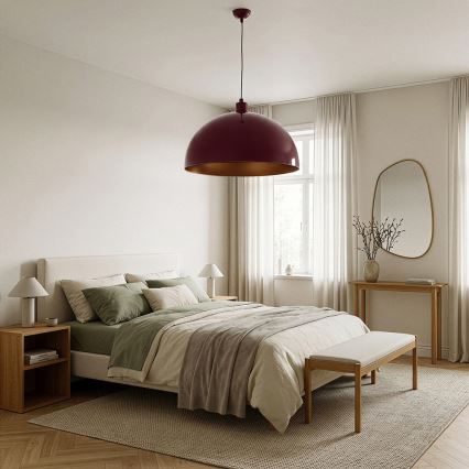 BRILAGI - LED luster na lanku METALO 1xE27/40W/230V prečnik 60 cm bordo/bakarna