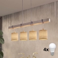 BRILAGI - LED luster na lanku NUBILA 4xE27/60W/230V siva/svetlo braon