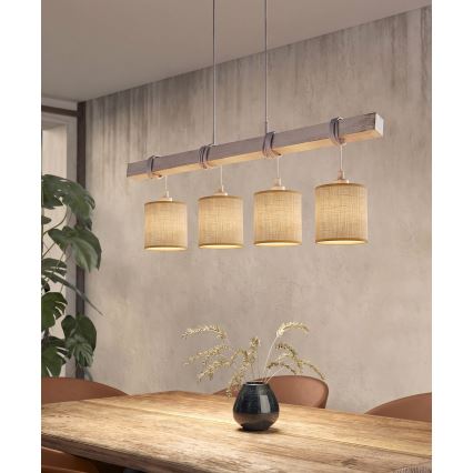 BRILAGI - LED luster na lanku NUBILA 4xE27/60W/230V siva/svetlo braon