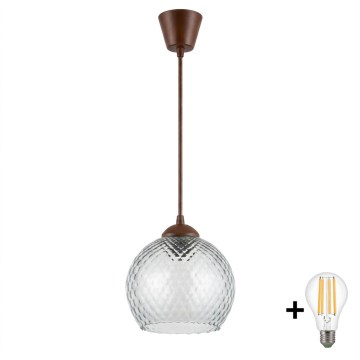 BRILAGI - LED luster na lanku RETRO GLASS 1xE27/60W/230V prečnik 25 cm braon/zadimljeno-siva