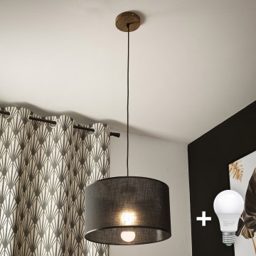 Brilagi - LED luster na sajli ANTHONY 1xE27/60W/230V hrast/orah/crna