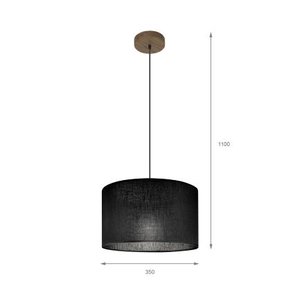 Brilagi - LED luster na sajli ANTHONY 1xE27/60W/230V hrast/orah/crna