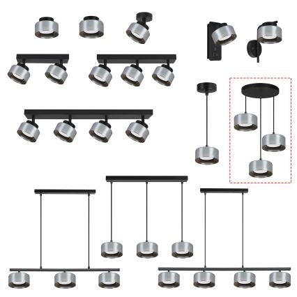 Brilagi - LED Luster na sajli AURA LUX 3xGX53/30W/230V crna/zadimljena