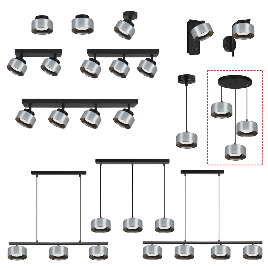 Brilagi - LED Luster na sajli AURA LUX 3xGX53/30W/230V crna/zadimljena