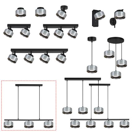Brilagi - LED Luster na sajli AURA LUX 3xGX53/30W/230V crna/zadimljena