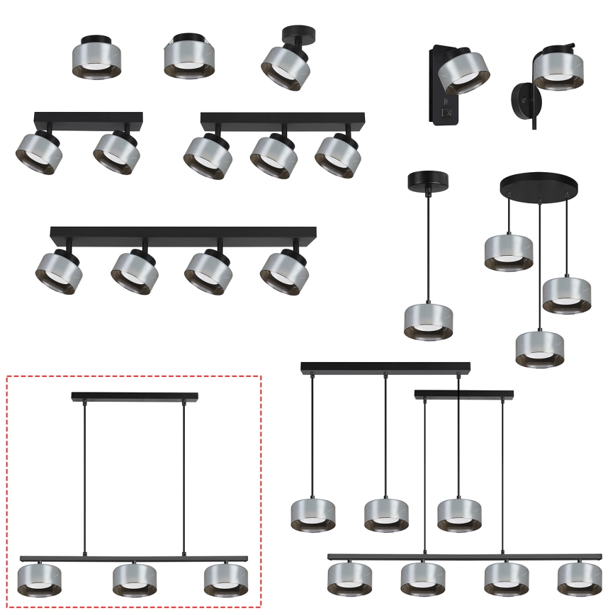 Brilagi - LED Luster na sajli AURA LUX 3xGX53/30W/230V crna/zadimljena