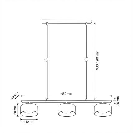 Brilagi - LED Luster na sajli AURA LUX 3xGX53/30W/230V crna/zadimljena