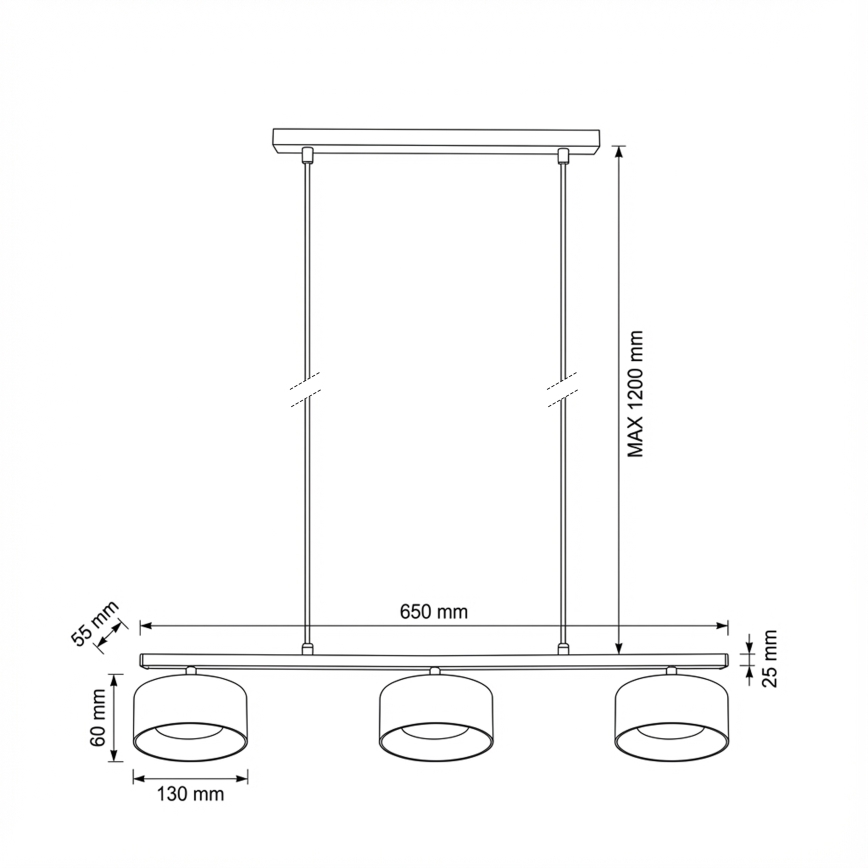 Brilagi - LED Luster na sajli AURA LUX 3xGX53/30W/230V crna/zadimljena