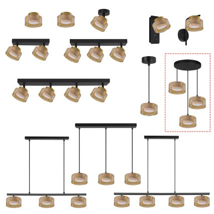 Brilagi - LED Luster na sajli AURA LUX 3xGX53/30W/230V crna/zlatna