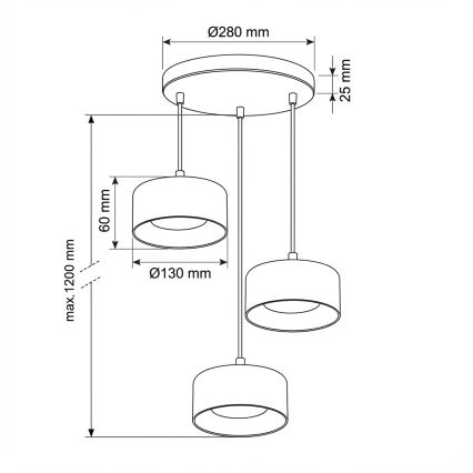 Brilagi - LED Luster na sajli AURA LUX 3xGX53/30W/230V crna/zlatna