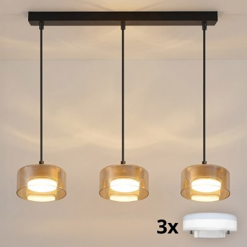 Brilagi - LED Luster na sajli AURA LUX 3xGX53/30W/230V crna/zlatna