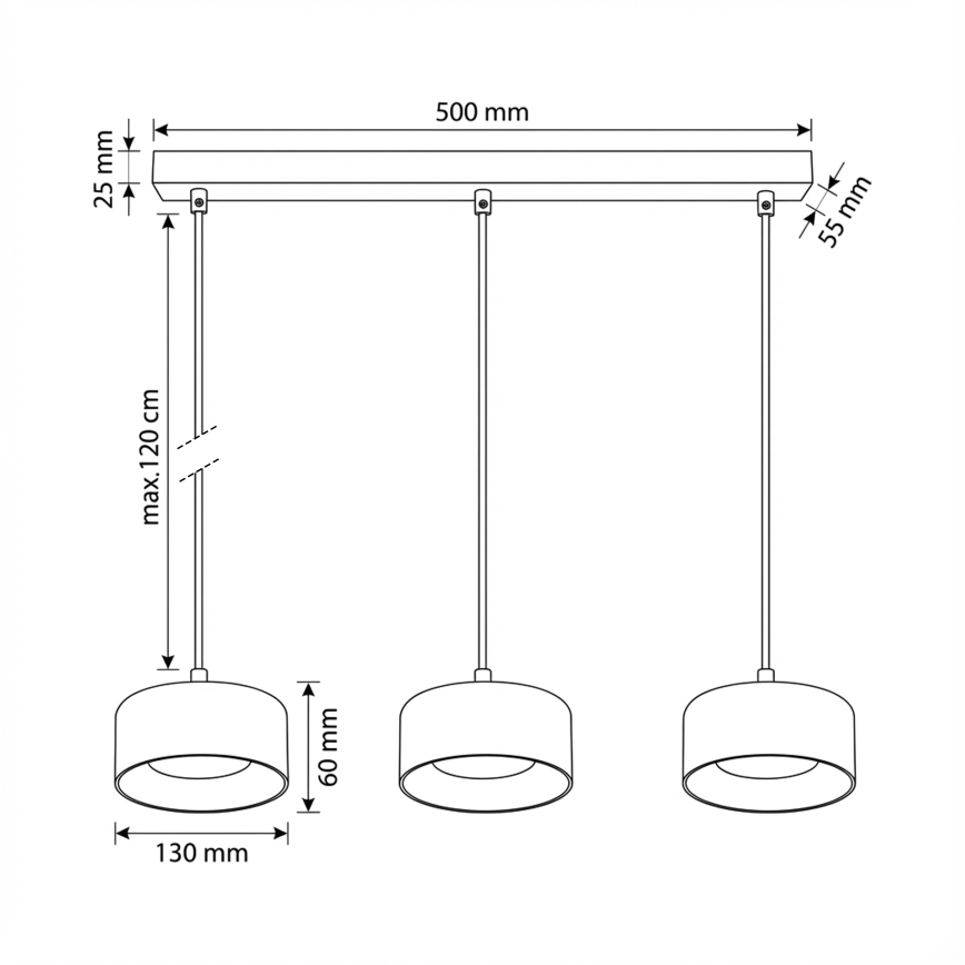 Brilagi - LED Luster na sajli AURA LUX 3xGX53/30W/230V crna/zlatna