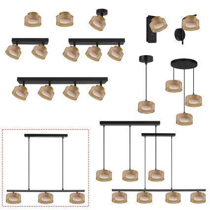 Brilagi - LED Luster na sajli AURA LUX 3xGX53/30W/230V crna/zlatna