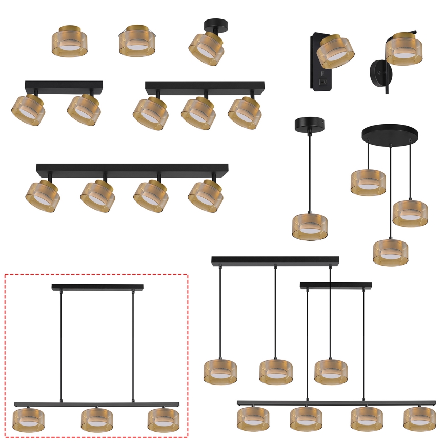 Brilagi - LED Luster na sajli AURA LUX 3xGX53/30W/230V crna/zlatna