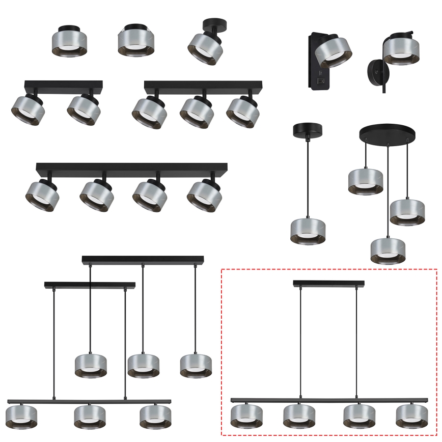 Brilagi - LED Luster na sajli AURA LUX 4xGX53/30W/230V crna/zadimljena