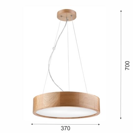 Brilagi - LED luster na sajli CARVALHO 2xE27/60W/230V hrast prečnik 37 cm
