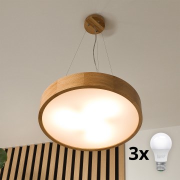Brilagi - LED luster na sajli CARVALHO 3xE27/45W/230V hrast prečnik 47,5 cm