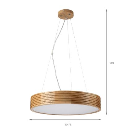 Brilagi - LED luster na sajli CARVALHO MODERN 3xE27/60W/230V hrast prečnik 47,5 cm