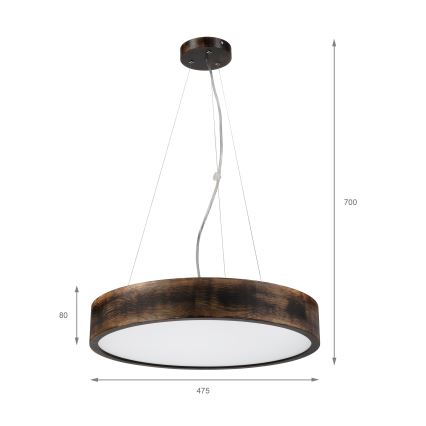 Brilagi - LED luster na sajli CARVALHO SMOKEY 3xE27/60W/230V hrast prečnik 47,5 cm