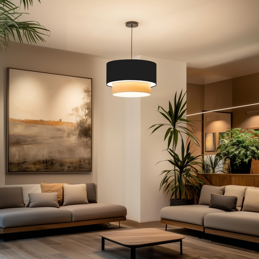 Brilagi - LED luster na sajli CERIA 1xE27/40W/230V prečnik 50 cm crna/bež