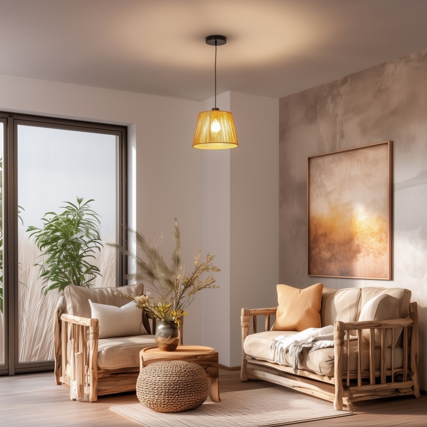 Brilagi - LED luster na sajli CERIA BOHO 1xE27/40W/230V, prečnik 28 cm, braon