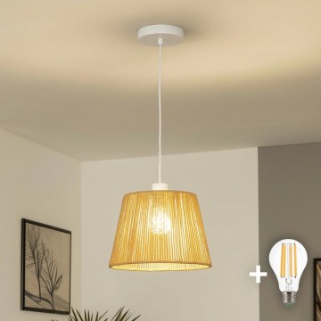 Brilagi - LED luster na sajli CERIA BOHO 1xE27/40W/230V, prečnik 28 cm, braon