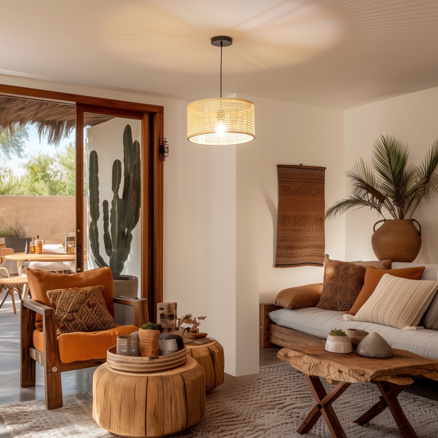 Brilagi - LED luster na sajli CERIA BOHO 1xE27/40W/230V prečnik 40 cm bambus