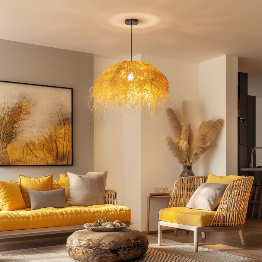 Brilagi - LED luster na sajli CERIA BOHO 1xE27/40W/230V prečnik 60 cm rafija
