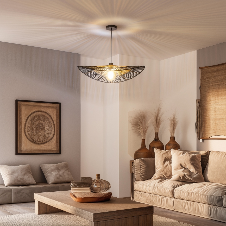 Brilagi - LED luster na sajli CERIA BOHO 1xE27/40W/230V prečnik 80 cm crna/smeđa