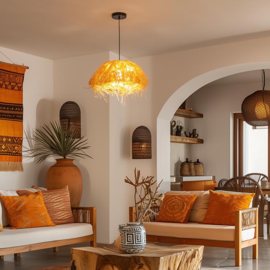 Brilagi - LED luster na sajli CERIA BOHO 1xE27/40W/230V, prečnika 40 cm, od rafije