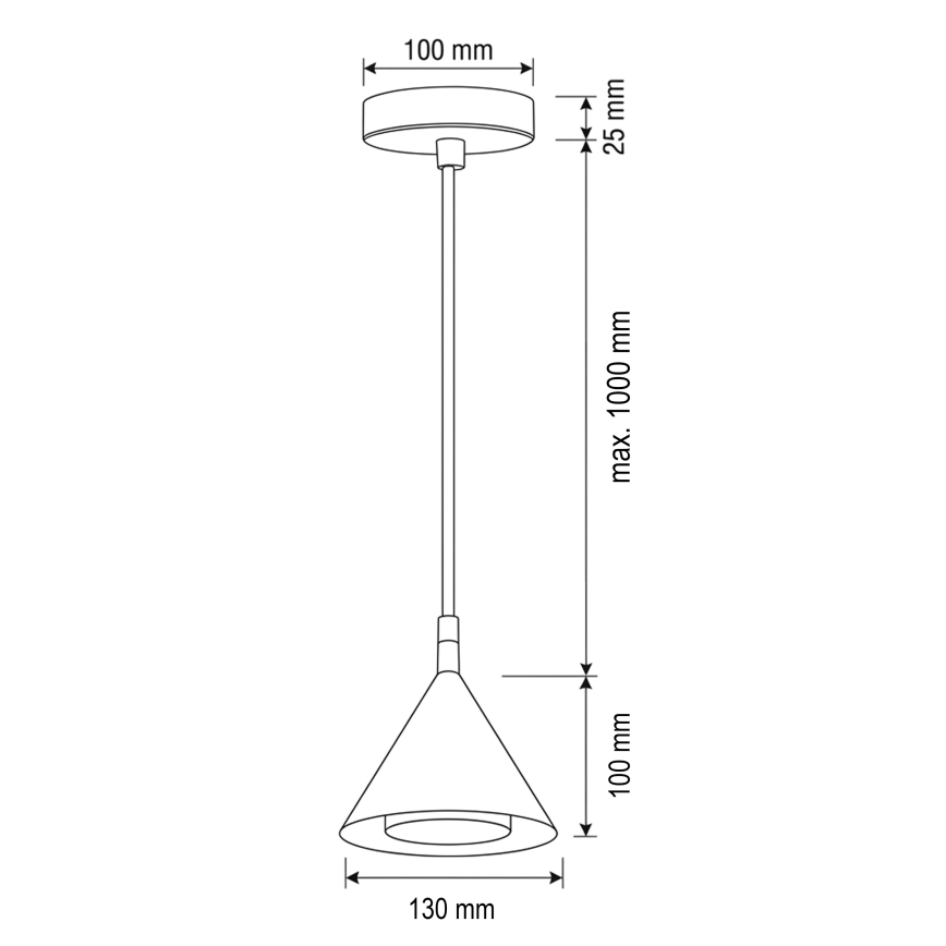 BRILAGI - LED Luster na sajli CONE SINGLE 1xGX53/15W/230V crna